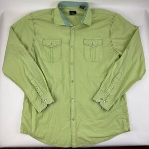 Parc 81 Button Up Shirt Mens XL Green Pockets